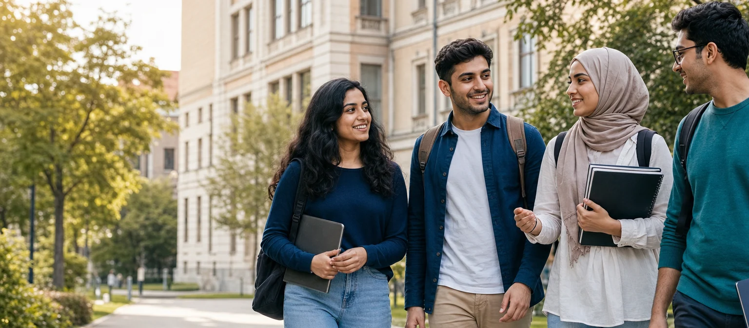 International students on a Romanian university campus